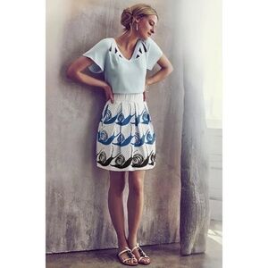 Anthropologie MAEVE Swirled Snail Skirt Pleated Pockets Whimsical Snails X-Small